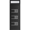 Front Exterior Prehung Metal-Plastic Door | Manux 8933 White Silk | Top Sidelite Transom | Office Commercial and Residential Doors Entrance Patio Garage 32" x 94" (W32" x H80+14") Left hand Inswing Black Matte