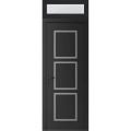 Front Exterior Prehung Metal-Plastic Door | Manux 8661 Walnut | Top Sidelite Transom | Office Commercial and Residential Doors Entrance Patio Garage 36" x 94" (W36" x H80+14") Right hand Inswing Black Matte