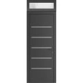 Front Exterior Prehung Metal-Plastic Door | Manux 8415 Matte Black | Top Sidelite Transom | Office Commercial and Residential Doors Entrance Patio Garage 36" x 94" (W36" x H80+14") Left hand Inswing Antracite