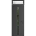 Front Exterior Prehung Metal-Plastic Door Frosted Glass / MANUX 8112 White Silk / Office Commercial and Residential Doors Entrance Patio Garage 32 x 92 (32" x 80+12") Left-hand Inswing Antracite