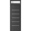 Front Exterior Prehung Metal-Plastic Door | Manux 8415 Walnut | Top Sidelite Transom | Office Commercial and Residential Doors Entrance Patio Garage 32" x 94" (W32" x H80+14") Right hand Inswing Antracite