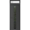 Front Exterior Prehung Metal-Plastic Door | Manux 8112 Matte Black | Top Sidelite Transom | Office Commercial and Residential Doors Entrance Patio Garage 36" x 94" (W36" x H80+14") Right hand Inswing Antracite