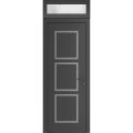Front Exterior Prehung Metal-Plastic Door | Manux 8661 White Silk | Top Sidelite Transom | Office Commercial and Residential Doors Entrance Patio Garage 36" x 94" (W36" x H80+14") Left hand Inswing Antracite