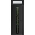 Front Exterior Prehung Metal-Plastic Door Frosted Glass / MANUX 8112 White Silk / Office Commercial and Residential Doors Entrance Patio Garage 32 x 92 (32" x 80+12") Left-hand Inswing Black Matte