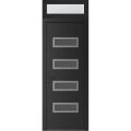 Front Exterior Prehung Metal-Plastic Door | Manux 8113 Walnut | Top Sidelite Transom | Office Commercial and Residential Doors Entrance Patio Garage 32" x 94" (W32" x H80+14") Right hand Inswing Black Matte