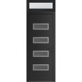 Front Exterior Prehung Metal-Plastic Door | Manux 8113 White Silk | Top Sidelite Transom | Office Commercial and Residential Doors Entrance Patio Garage 36" x 94" (W36" x H80+14") Left hand Inswing Black Matte