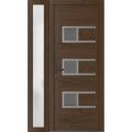 Front Exterior Prehung Metal-Plastic Door | Manux 8933 Walnut | Side Sidelite Transom | Office Commercial and Residential Doors Entrance Patio Garage 48" x 80" (W36+12" x H80") Right hand Inswing Walnut