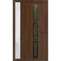 Front Exterior Prehung Metal-Plastic Door | Manux 8112 White Silk | Side Sidelite Transom | Office Commercial and Residential Doors Entrance Patio Garage 52" x 80" (W36+16" x H80") Left hand Inswing Walnut
