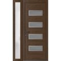 Front Exterior Prehung Metal-Plastic Door | Manux 8113 Walnut | Side Sidelite Transom | Office Commercial and Residential Doors Entrance Patio Garage 48" x 80" (W36+12" x H80") Right hand Inswing Walnut