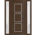 Front Exterior Prehung Metal-Plastic Door | Manux 8661 White Silk | 2 Side Sidelite Transoms | Office Commercial and Residential Doors Entrance Patio Garage 68" x 80" (W16+36+16" x H80") Left hand Inswing Walnut