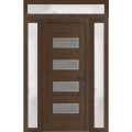 Front Exterior Prehung Metal-Plastic Door | Manux 8113 Antracite Grey | 2 Side and Top Sidelite Transom | Office Commercial and Residential Doors Entrance Patio Garage 56" x 94" (W12+32+12" x H80+14") Left hand Inswing Walnut