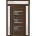 Front Exterior Prehung Metal-Plastic Door | Manux 8933 White Silk | 2 Side and Top Sidelite Transom | Office Commercial and Residential Doors Entrance Patio Garage 62" x 94" (W16+30+16" x H80+14") Right hand Inswing Walnut