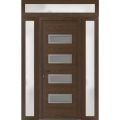 Front Exterior Prehung Metal-Plastic Door | Manux 8113 Walnut | 2 Side and Top Sidelite Transom | Office Commercial and Residential Doors Entrance Patio Garage 68" x 94" (W16+36+16" x H80+14") Right hand Inswing Walnut