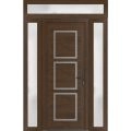 Front Exterior Prehung Metal-Plastic Door | Manux 8661 Walnut | 2 Side and Top Sidelite Transom | Office Commercial and Residential Doors Entrance Patio Garage 64" x 94" (W14+36+14" x H80+14") Left hand Inswing Walnut
