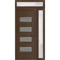 Front Exterior Prehung Metal-Plastic Door | Manux 8113 Walnut | Side and Top Sidelite Transom | Office Commercial and Residential Doors Entrance Patio Garage 46" x 94" (W32+14" x H80+14") Left hand Inswing Walnut