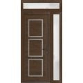 Front Exterior Prehung Metal-Plastic Door | Manux 8661 Walnut | Side and Top Sidelite Transom | Office Commercial and Residential Doors Entrance Patio Garage 48" x 94" (W36+12" x H80+14") Left hand Inswing Walnut