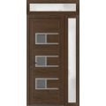 Front Exterior Prehung Metal-Plastic Door | Manux 8933 Walnut | Side and Top Sidelite Transom | Office Commercial and Residential Doors Entrance Patio Garage 50" x 94" (W36+14" x H80+14") Right hand Inswing Walnut