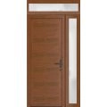 Front Exterior Prehung Metal-Plastic Door | Manux 8111 Antracite Grey | Side and Top Sidelite Transom | Office Commercial and Residential Doors Entrance Patio Garage 52" x 94" (W36+16" x H80+14") Left hand Inswing Walnut