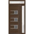 Front Exterior Prehung Metal-Plastic Door | Manux 8933 Walnut | Side and Top Sidelite Transom | Office Commercial and Residential Doors Entrance Patio Garage 52" x 94" (W36+16" x H80+14") Left hand Inswing Walnut