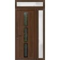 Front Exterior Prehung Metal-Plastic Door Frosted Glass / MANUX 8112 Antracite / Office Commercial and Residential Doors Entrance Patio Garage 50 x 92 (32+14" x 80+12") Right-hand Inswing Walnut