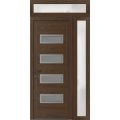 Front Exterior Prehung Metal-Plastic Door | Manux 8113 Walnut | Side and Top Sidelite Transom | Office Commercial and Residential Doors Entrance Patio Garage 50" x 94" (W36+14" x H80+14") Right hand Inswing Walnut