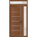 Front Exterior Prehung Metal-Plastic Door | Manux 8415 Matte Black | Side and Top Sidelite Transom | Office Commercial and Residential Doors Entrance Patio Garage 44" x 94" (W32+12" x H80+14") Left hand Inswing Walnut