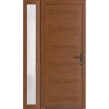 Front Exterior Prehung Metal-Plastic Door | Manux 8111 Antracite Grey | Side Sidelite Transom | Office Commercial and Residential Doors Entrance Patio Garage 50" x 80" (W36+14" x H80") Left hand Inswing Walnut