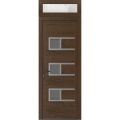 Front Exterior Prehung Metal-Plastic Door | Manux 8933 Walnut | Top Sidelite Transom | Office Commercial and Residential Doors Entrance Patio Garage 30" x 94" (W30" x H80+14") Right hand Inswing Walnut