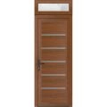 Front Exterior Prehung Metal-Plastic Door | Manux 8415 Walnut | Top Sidelite Transom | Office Commercial and Residential Doors Entrance Patio Garage 32" x 94" (W32" x H80+14") Right hand Inswing Walnut