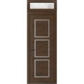 Front Exterior Prehung Metal-Plastic Door | Manux 8661 Walnut | Top Sidelite Transom | Office Commercial and Residential Doors Entrance Patio Garage 36" x 94" (W36" x H80+14") Right hand Inswing Walnut