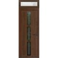 Front Exterior Prehung Metal-Plastic Door | Manux 8112 White Silk | Top Sidelite Transom | Office Commercial and Residential Doors Entrance Patio Garage 36" x 94" (W36" x H80+14") Left hand Inswing Walnut
