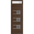 Front Exterior Prehung Metal-Plastic Door | Manux 8933 Matte Black | Top Sidelite Transom | Office Commercial and Residential Doors Entrance Patio Garage 36" x 94" (W36" x H80+14") Left hand Inswing Walnut