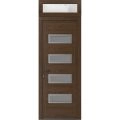 Front Exterior Prehung Metal-Plastic Door | Manux 8113 Matte Black | Top Sidelite Transom | Office Commercial and Residential Doors Entrance Patio Garage 36" x 94" (W36" x H80+14") Right hand Inswing Walnut