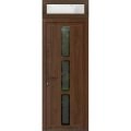 Front Exterior Prehung Metal-Plastic Door Frosted Glass / MANUX 8112 Walnut / Office Commercial and Residential Doors Entrance Patio Garage 32 x 96 (32" x 80+16") Right-hand Inswing Walnut