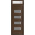 Front Exterior Prehung Metal-Plastic Door | Manux 8113 White Silk | Top Sidelite Transom | Office Commercial and Residential Doors Entrance Patio Garage 36" x 94" (W36" x H80+14") Left hand Inswing Walnut