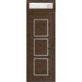 Front Exterior Prehung Metal-Plastic Door | Manux 8661 White Silk | Top Sidelite Transom | Office Commercial and Residential Doors Entrance Patio Garage 36" x 94" (W36" x H80+14") Left hand Inswing Walnut