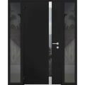 Front Exterior Prehung Aluminum Door / Cynex 6777 Brown / Entry Steel Metal Modern Painted W32+14"xH80" Right-hand Inswing Black
