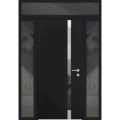 Front Exterior Prehung Aluminum Door / Cynex 6777 Brown / Entry Steel Metal Modern Painted W36+16"xH80+12" Left-hand Inswing Black
