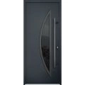 Front Exterior Prehung Steel Door / Deux 6501 Anthracite / Stainless Inserts Single Modern Painted-W36" x H80"-Left-hand Inswing Antracite