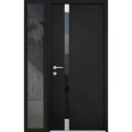 Front Exterior Prehung Aluminum Door / Cynex 6777 Brown / Entry Steel Metal Modern Painted W36+14"xH80" Right-hand Inswing Black