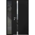 Front Exterior Prehung Aluminum Door / Cynex 6777 Brown / Entry Steel Metal Modern Painted W32"xH80+16" Left-hand Inswing Black