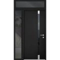 Front Exterior Prehung Aluminum Door / Cynex 6777 Brown / Entry Steel Metal Modern Painted W32+12"xH80+12" Right-hand Inswing Black