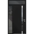Front Exterior Prehung Aluminum Door / Cynex 6777 Brown / Entry Steel Metal Modern Painted W32"xH80+12" Right-hand Inswing Black