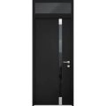 Front Exterior Prehung Aluminum Door / Cynex 6777 Brown / Entry Steel Metal Modern Painted W16+32+16"xH80+16" Right-hand Inswing Black