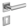 Door Euro Handle LUCE02 for Magnetic Lock, Black, Entry Satin Chrome