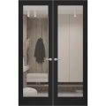 Hidden Double Doors | Lucia 2166 Matte Black Concealed Metal Frame 36" x 80" (2* 18x80) Left-hand Inswing Black Matte