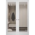 Hidden Double Doors | Lucia 2166 White Silk Concealed Metal Frame 84" x 84" (2* 42x84) Left-hand Outswing White Silk