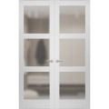 Hidden Double Doors | Lucia 2552 White Silk Concealed Metal Frame 36" x 80" (2* 18x80) Left-hand Inswing White Silk