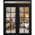 Front Exterior Prehung Metal-Plastic Double Doors Clear Glass / MANUX 8100 Matte Black / Office Commercial and Residential Doors Entrance Patio Garage 72" x 92" Left-Hand Inswing Black Matte