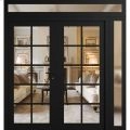 Front Exterior Prehung Metal-Plastic Double Doors Clear Glass / MANUX 8100 Matte Black / Office Commercial and Residential Doors Entrance Patio Garage 88" x 92" Left-Hand Inswing Black Matte